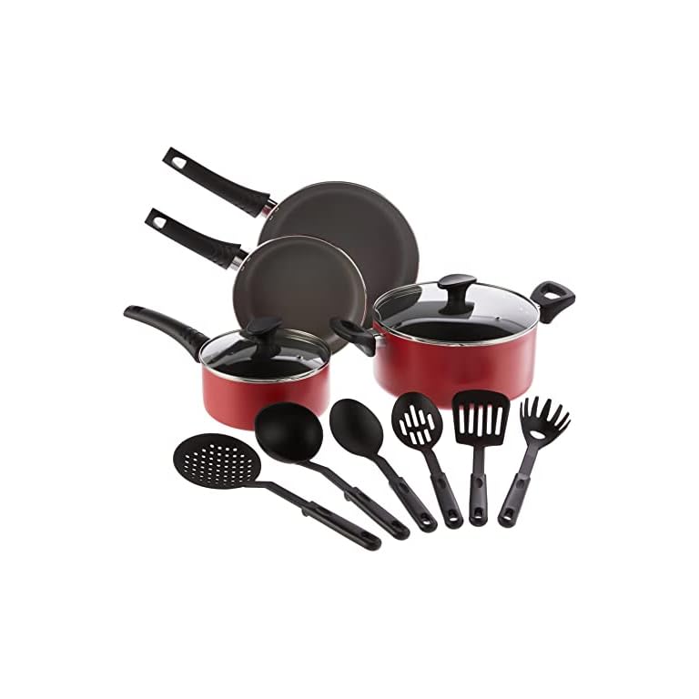 BELLA 12 Piece Cook Bake and Store Kitchen Essentials Set, Red
