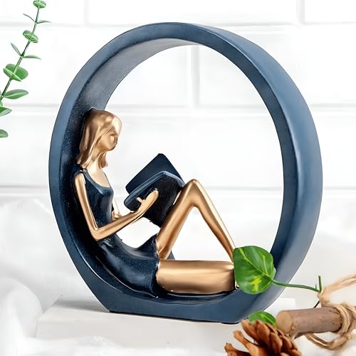 Image of NOSCOMP Reading & Dancing Girl Statuettes Set of 2 - Resin Figurines for Home Decor, Living Room, Study, Art Display - Sitting & Reading Posture - Modern Yoga Decoration, Unique Gift for Art Lovers