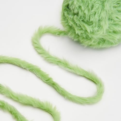 NICEEC 2 Skeins Faux Fur Yarn Super Soft, Chunky & Fluffy, Eyelash Yarn for Crochet & Knitting (Total Length 70yds,3.53oz) - Grass by NICEEC - Image 3