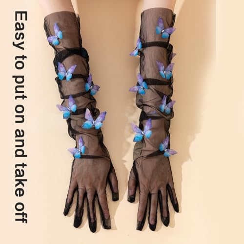 Evening Party Gloves For Women Girl Elegant Lace Butterfly Gloves Halloween Accessories Gloves Long Gloves For Gowns4