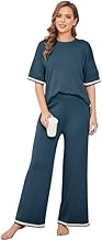 Womens Lycra Blend Co Ord Set Two Piece Matching Outfit With Round Neck Half Sleeve Top And Pant