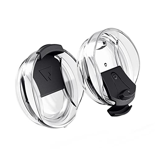 dscvr 2 Pcs Tumbler Replacement Lid Spill Proof, Shatter Resistant, Perfect Fit Lids Compatible with YETI Rambler, Ozark Trails,Fits Inside Diameter of 3.75 inch Tumbler (30 oz., Black)