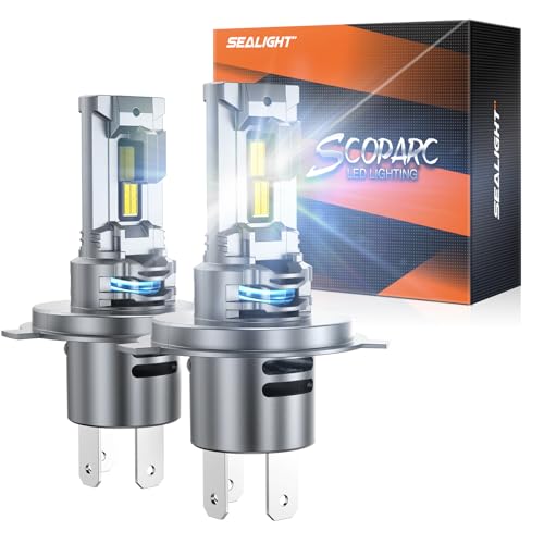 SEALIGHT H4/9003/HB2 Fog Lights Bulb, 30000LM High Power, 6500K Cool White with 14000RPM Cooling Fan, 1:1 Mini Size H4/9003 Bulbs, Plug-N-Play, Pack of 2