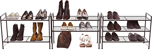 Simple Houseware 3-Tier Stackable Mesh Shoe Rack, Bronze by Simple Houseware - Image 3