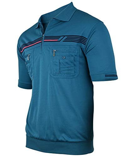 Preisvergleich Produktbild Soltice Herren Poloshirts Kurzarm, Gestreift mit Brusttasche, Polohemden, Blousonshirts aus Baumwoll-Mix (M bis 3XL) (XL, [D] Türkis)