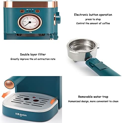 ERNP Steam Espresso Machine with Milk Frother, Semi-Automatic Espresso Machine for Latte, Cappuccino, Mocha Machine, 2-4 Cups Espresso Machine 20 Bar Pump Pressure, Blue