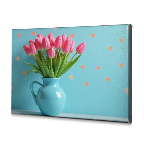 Toile décorative pour salle de bain haut de gamme motif tulipes roses