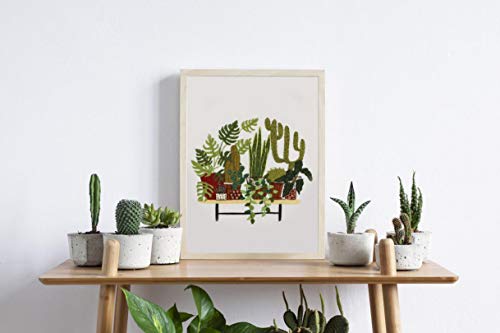 image for Louise Maelys Potted Plants Greenery Embroidery Kit Cactus Leaf Needle