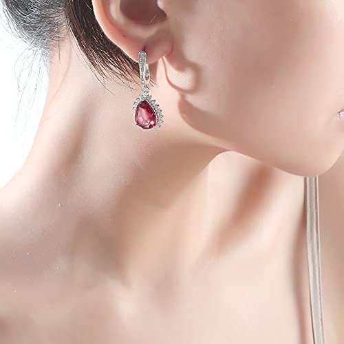 Boucles d'oreilles rubis en forme d'eau de bijoux en chute - 5