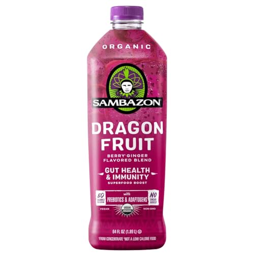 Sambazon Oraganic Dragon Fruit Berry Ginger Blend Juice, 64 Ounce