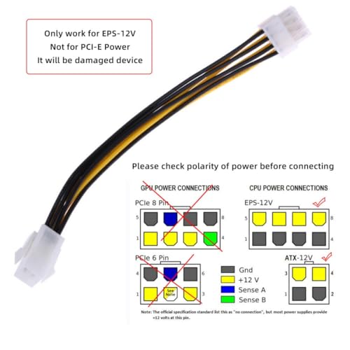 CY Da 4 Pin a 8 Pin EPS 12V Cavo convertitore adattatore di alimentazione della scheda madre ATX 10cm - Alimentatore - Immagine 1
