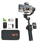 hohem M7 AIトラッキングスマートフォンジンバル3軸電話スタビライザー、1.4インチフルカラータッチスクリーン、マグネット、フィルライト、iPhone＆Androidビデオ録画用延長ポール付き