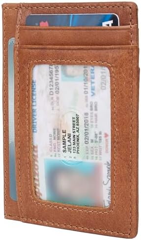 LinsCraft Slim RFID Blocking Credit Card Holder Minimalist Leather Front Pocket Small Wallet for Women Men