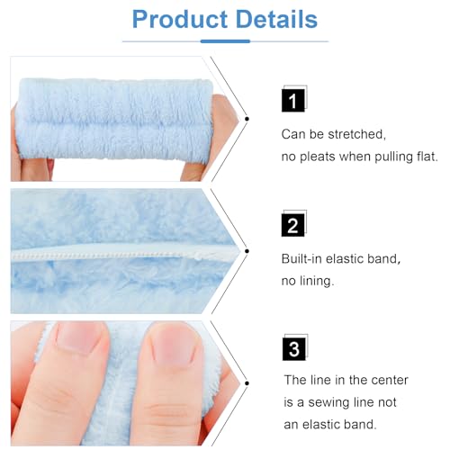 VELSCRUN 6 Pack Spa Headband, Makeup Headband, Face Wash Headbands, Skincare Headbands, Blue Sponge Hair Band Bow Tie Spa Head Band for Washing Face Wristband Set Hair Accessories for Women Gifts