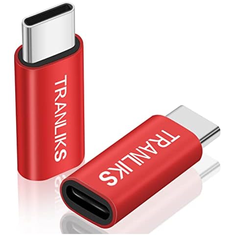 TRANLIKS Adapter USB C to Lightning,2 Pack Adapter USB C Male to Lightning Female, Only Supports Charging(Not Supports Headset Audio and Data Transfer) - Red Cover
