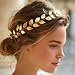 Yean Wedding Headband Gold Leaf Bridal Headpieces for Bridesmaid and Flowergirls (15.7 Inches) (Gold)