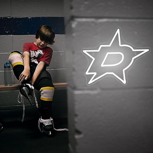 Image of Ice Hockey Neon Sign,Ice Hockey Team,Ice Hockey LED Sign,Sport Neon Lights,Hockey Light, Hockey Club Decor,Hockey Gifts for Boys,Dallas Hockey Fans,Size 16.5 * 14.2 inches(XD103)