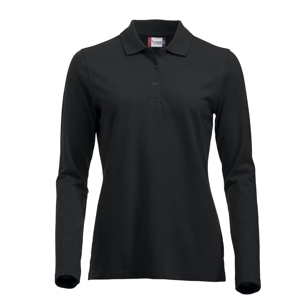 CliQue Women's Clique Classic Long Sleeved Womens Marion Polo Shirt, Black, M UK