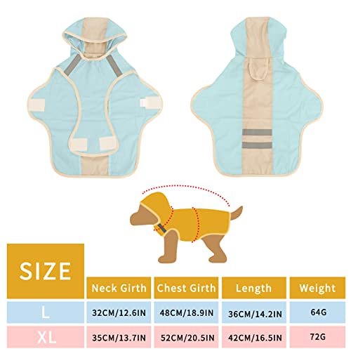Petshome Dog Raincoat Hooded Slicker Poncho Adjustable Waterproof Dog Rain Jacket Reflective Lightweight Pet Rain Coat For Small Medium Large Dogs-Xl, Blue #TOP1