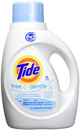 Tide Free & Gentle HE Turbo Liquid Laundry Detergent, Pack of 2, Unscented, 1.47 L (32 Loads)