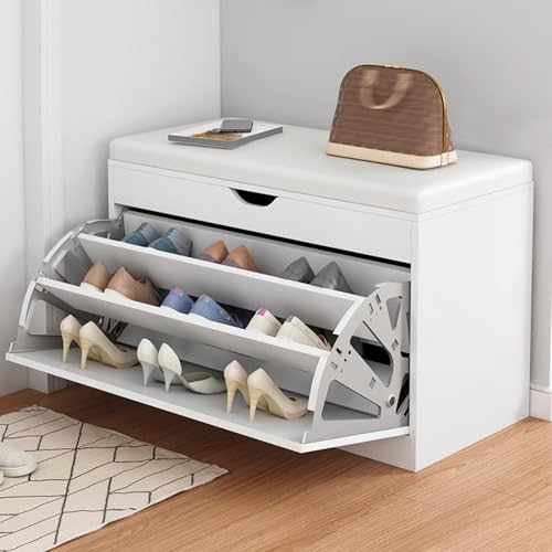 Banc de rangement à chaussures pour entrée avec siège et tiroir rabattable