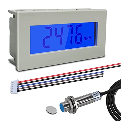 IS LCD Tachometer, Icstation Digital Tachometer RPM Meter DC 12V 24V Motor with Hall Proximity Switch Sensor NPN for Lathes, Conveyor Belts, Quality Inspection Machines