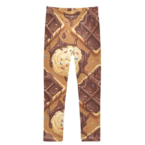 Chocolate Waffle Sprkle Colorful Ice Cream Girls Leggings Kids Yoga Pants Dance Active Tights 4T