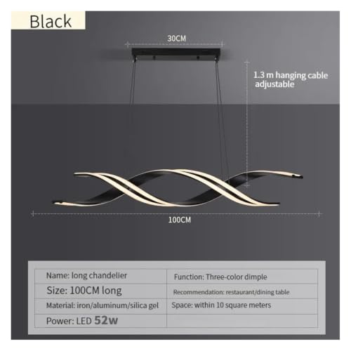 Lustre LED moderne 100cm noir à intensité variable avec télécommande pour table - 2