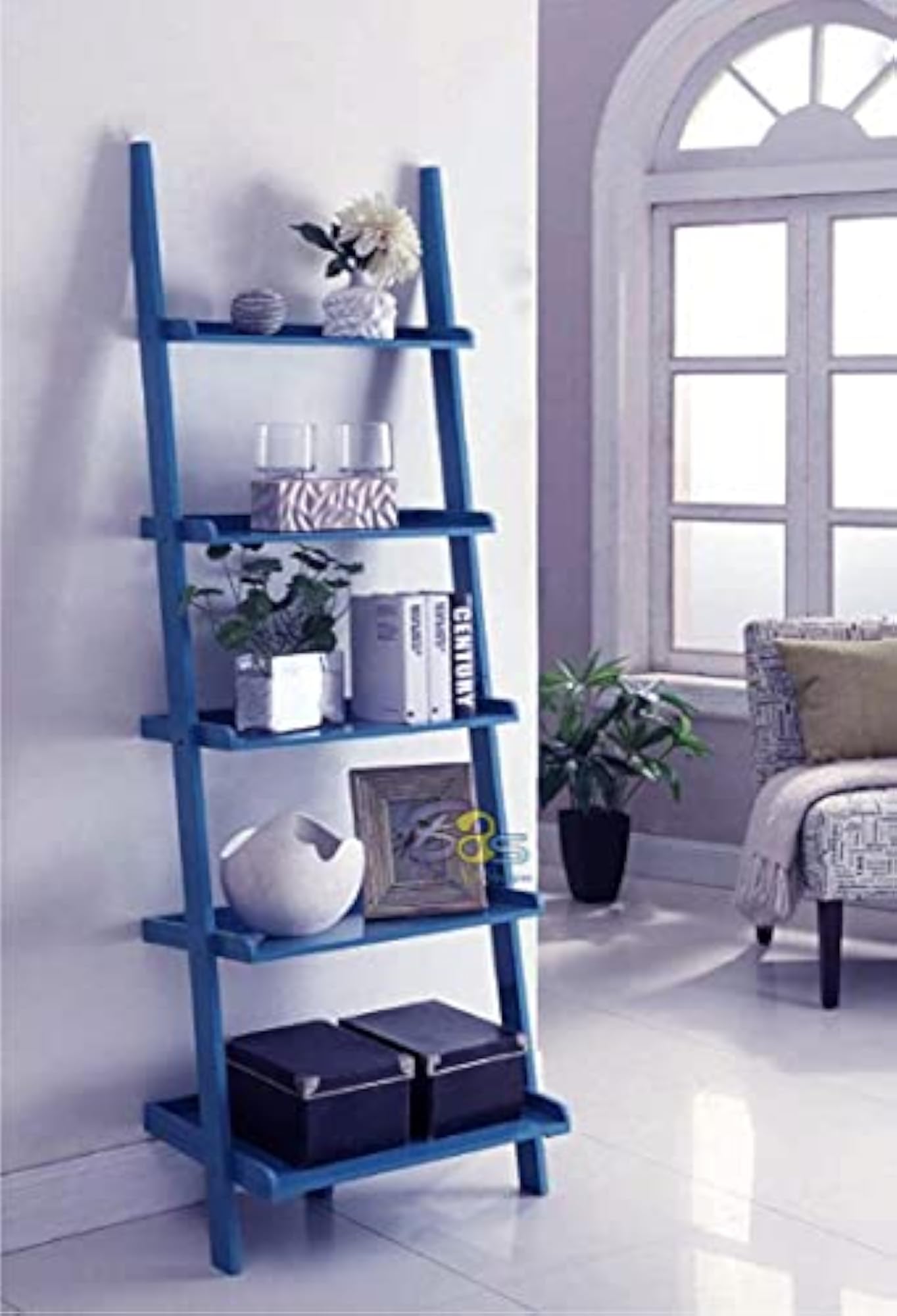 Arts Ladder Shape 5 Tier Designer Book Case Wall Shelf