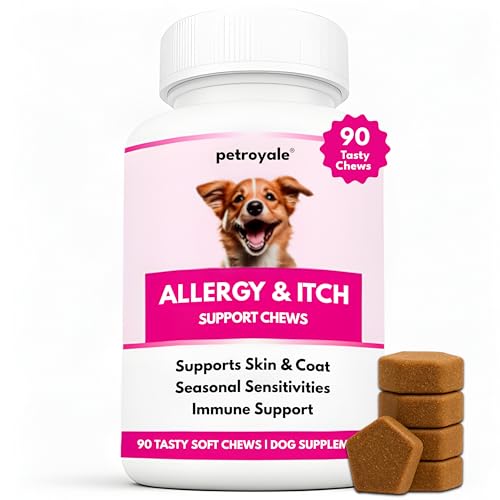 Image of Petroyale Allergy & Itch Support Chews for Dogs (90 Soft Chews) - Anti-Itch, Seasonal Allergy Relief, Skin & Coat Support, Immune Booster Supplement for Dogs, All Breeds