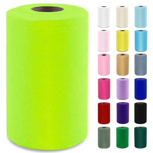 Spring Green Tulle Fabric Roll 6 x 100 Yards (300 ft) Soft Tulle Spool for DIY Crafting Halloween Costumes Tutus Wedding Party Decorations & Gift Wrapping