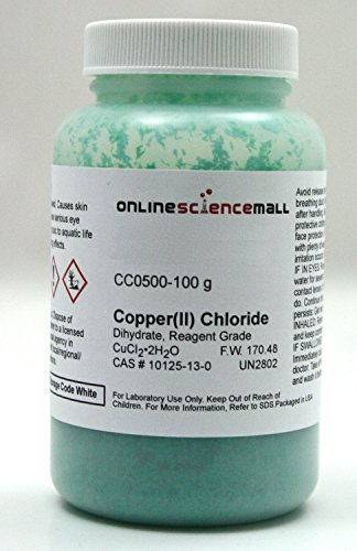 100g of Copper II (cupric) Chloride Crystals, Dihydrate - Reagent Grade