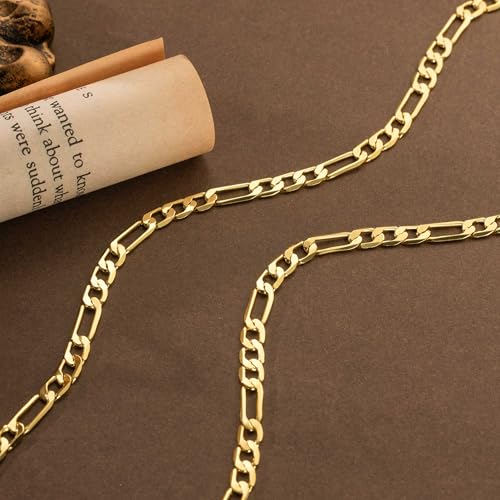 Gold Chain for Men 14K Gold Chain Necklace for Women & Men Figaro Chains for Mens Chains Necklaces 5MM 16” 18” 20” 22” 24” 26” 30”4