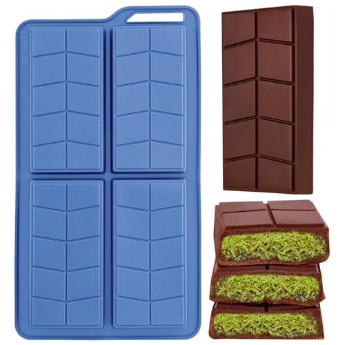 1Pcs Chocolate Bar Mold 0.82inch Deep,Dubai Silicone Chocolate Molds(Blue)