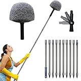 20 Ft+ High Reach Grey Cobweb Duster with 3-14 ft Extension Pole, Webster Cobweb Duster for High Ceilings Corners, Spider Web Brush for Outdoor & Indoor Web Cleaning Tool with Universal Joint