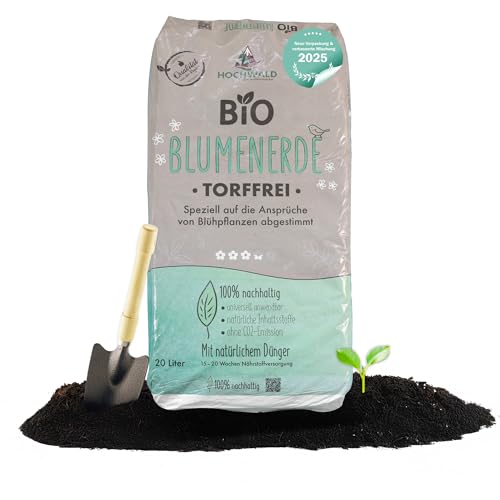 Hochwald - Bio Blumenerde 20 L torffrei mit nachhaltigem Langzeitdünger -...