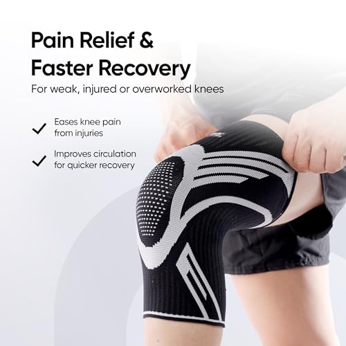 Image of Frido Active Knee Cap Support for Men & Women | Pain Relief Knee Brace | Anti-Sweat & Comfortable | Compression Knee Supporter for Joint Support, Sports, Gym & Injury Recovery (1 Pair) Black, Medium