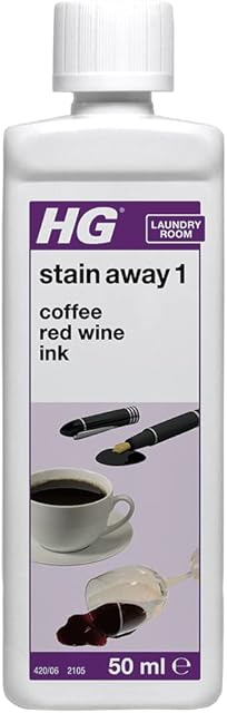 HG Stain Away 1, Removes Coffee, Red Wine & Ink, Erases Stubborn Marks & Hot Drink Stains From Clothes & Fabric Accessories, Textile Safe  50ml (420005106)