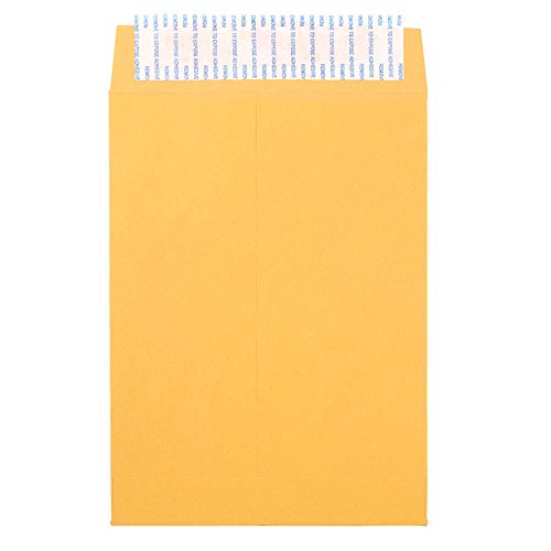 JAM PAPER 6 1/2 x 9 1/2 Open End Envelopes with Peel and Seal Closure - Brown Kraft Manila - Bulk 500/Box