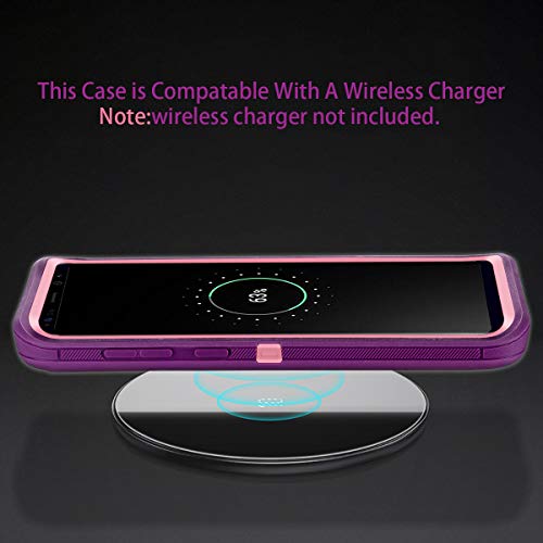 I-Honva For Galaxy S8 Plus Case Shockproof Dust/Drop Proof 3-Layer Full Body Protection [Without Screen Protector] Rugged Heavy Duty Durable Cover Case For Samsung Galaxy S8 Plus, Purple/Pink #TOP5