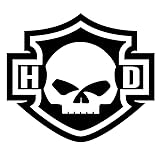 Astute Grace 2 Pack Motorcycle Bar and Shield Skull Design Vinyl Decal Sticker Car Harley Moto Biker 4 Inch