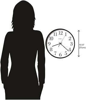 Howard Miller Office Mate Wall Clock 625-254 – 10.5-Inch Black Injection-Molded Case, Round Home Decor, Modern Glass Crystal, Quartz Movement Timepiece