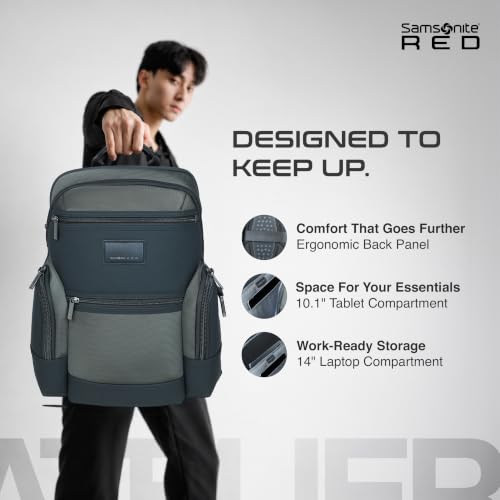 Image of Samsonite Atlier | 14'Laptop Compartment| 18 L Volume| Multiple Compartment| Sleek Design |Work Backpack | Olive | 2 Years International Warranty