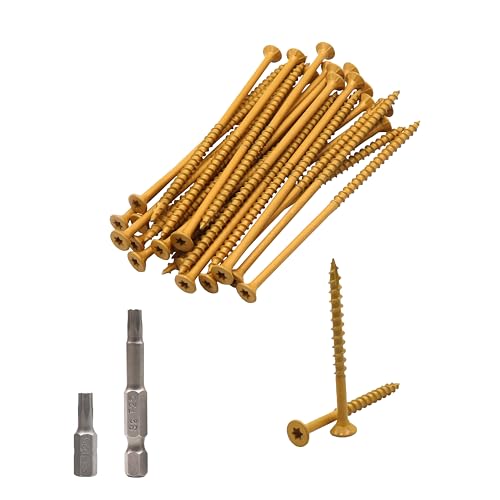 Deck Screws, Wood Screws #10 x 3-1/2", Rust Resistant Outdoor Decking Screws, Exterior Epoxy Coated Torx/Star Drive Head Screw for Fence, Roof Structure, T25 Star Bit Included, Tan by binifiMux - Used condition - US$10.80