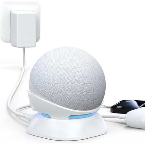 HomeMount Versatile Charging Stand - Convenient Charging Solution for Your Mobiles Earbuds and Echo Dot (4th/5th Gen, 2020/2022 Release) (White) Cover