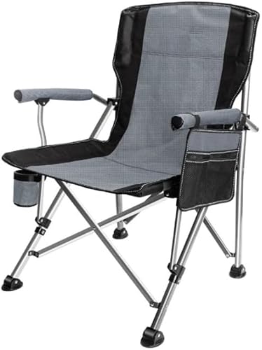 Trade Kite Heavy Duty Folding Camping Chair – 200kg Capacity Outdoor Chair with Cup Holder, Storage Pouch & Carry Bag – Portable Oversized Chair for Adults - Grey (Grey)