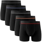 [POPKOK] ［ポップコー］ボクサーパンツ メンズ 前開き ボクサーブリーフ 5枚 セット コットン 下着 男性 ボクサー 大きいサイズ(カラーライン付きブラック,2XL)