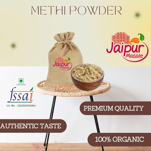 JAIPUR MASALE Organic Methi Powder | Dried Fenugreek Powder | Methi Dana Powder | Indian Spices & Masala - 100 gm with Jute Bag