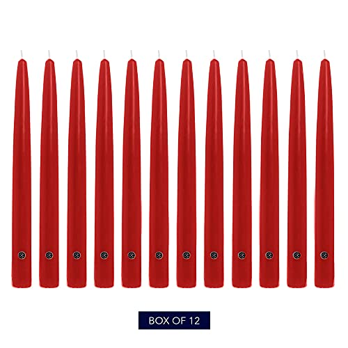 Image of Colonial Candle Unscented Taper Candle, Handipt Collection, Red, 6 in, Pack of 12 - Up to 4 Hours Burn