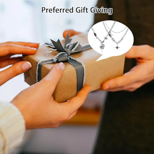 Image of 2Pcs Gothic Jewellery, Crescent Black Diamond Star Necklace, Silver Chain for Men, Punk Style Necklace for Women, Stylish Gothic Fashion Accessory for Everyday Wear and Special Occasions